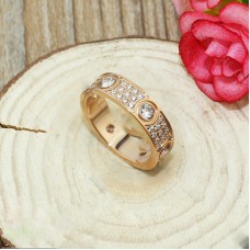 Anello Love Cartier in oro rosa 18 carati con pavé di diamanti con 6 grandi diamanti