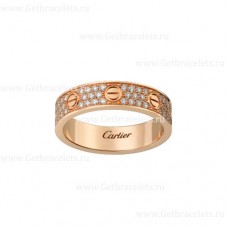 Fede nuziale Cartier Love in oro rosa con pavé di diamanti Fede nuziale Cartier Love in oro rosa con pavé di diamanti