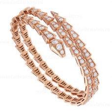 Bracciale Bvlgari Serpenti Viper a due bobine in oro rosa 18 carati con pavé di diamanti