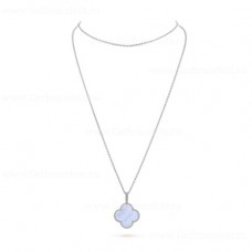 Collana lunga Van Cleef Arpels Magic Alhambra 1 pendente con motivo Calcedonio in oro bianco Collana lunga Van Cleef Arpels Magic Alhambra 1 pendente con motivo Calcedonio in oro bianco