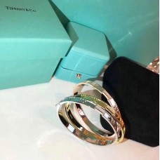 Bracciale rigido da donna Tiffany Atlas chiuso a cerniera in argento rosa/oro giallo con cristalli Bracciale rigido da donna Tiffany Atlas chiuso a cerniera in argento rosa/oro giallo con cristalli