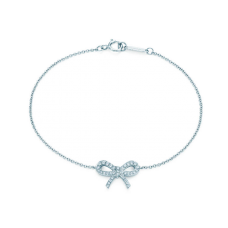 Tiffany Fiocco Bracciale in Argento Oro Rosa con Ciondolo Diamanti Gioielli