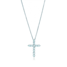 Ciondolo croce Tiffany con diamanti Collana a catena in argento sterling Gioielli da donna Ciondolo croce Tiffany con diamanti Collana a catena in argento sterling Gioielli da donna