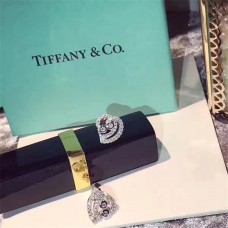 Tiffany Enchant 925 Orecchini a bottone a forma di cuore cavo in argento tempestato di cristalli