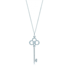 Tiffany Keys Ciondolo chiave a corona falso con diamanti Collana a catena in argento sterling Gioielli Vendita nel Regno Unito