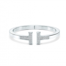 Bracciale rigido Tiffany T quadrato in argento sterling con diamanti