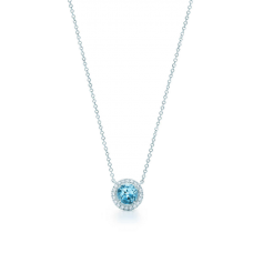 Collana Tiffany Soleste Gioiello con ciondolo con diamante blu rotondo in argento sterling