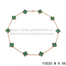 Van Cleef Arpels Alhambra Collana Oro rosa 10 motivi Malachite Madreperla 45 cm