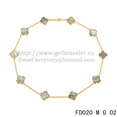 Collana Van Cleef Arpels Alhambra Oro giallo 10 motivi Madreperla grigia 45 cm Collana Van Cleef Arpels Alhambra Oro giallo 10 motivi Madreperla grigia 45 cm