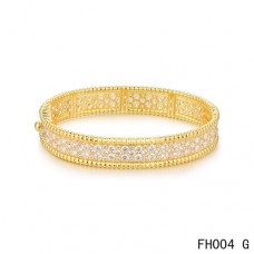 Bracciale Van Cleef Arpels Perlee con diamanti in oro giallo-modello medio Bracciale Van Cleef Arpels Perlee con diamanti in oro giallo-modello medio