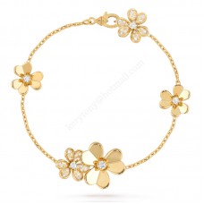 Bracciale Frivole Van Cleef Arpels 5 Fiori Oro Giallo/Oro Bianco Con Diamanti Prezzo America