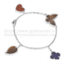 Bracciale Van Cleef Arpels Lucky Alhambra a 4 motivi in oro bianco con combinazione di pietre 002 Bracciale Van Cleef Arpels Lucky Alhambra a 4 motivi in oro bianco con combinazione di pietre 002