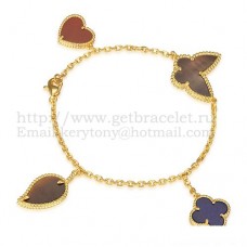 Bracciale Van Cleef Arpels Lucky Alhambra a 4 motivi in oro giallo con combinazione di pietre 002 Bracciale Van Cleef Arpels Lucky Alhambra a 4 motivi in oro giallo con combinazione di pietre 002