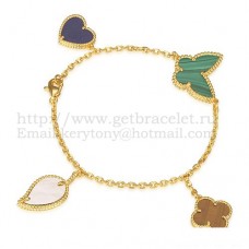 Bracciale Van Cleef Arpels Lucky Alhambra a 4 motivi in oro giallo con combinazione di pietre 005 Bracciale Van Cleef Arpels Lucky Alhambra a 4 motivi in oro giallo con combinazione di pietre 005