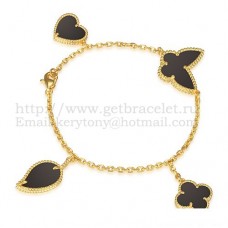 Bracciale Van Cleef Arpels Lucky Alhambra a 4 motivi in oro giallo con combinazione di pietre 007