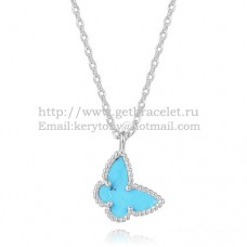 Collana con farfalla Van Cleef Arpels Lucky Alhambra in oro bianco con madreperla turchese