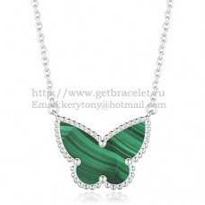 Ciondolo farfalla Van Cleef Arpels Lucky Alhambra in oro bianco con madreperla malachite Ciondolo farfalla Van Cleef Arpels Lucky Alhambra in oro bianco con madreperla malachite