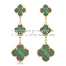 Orecchini Van Cleef Arpels Magic Alhambra a 3 motivi in oro rosa con malachite
