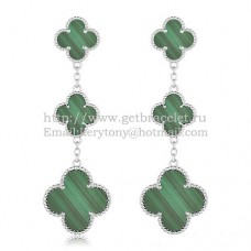 Orecchini Van Cleef Arpels Magic Alhambra a 3 motivi in oro bianco con malachite