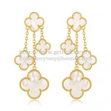 Orecchini Van Cleef Arpels Magic Alhambra a 4 motivi in oro giallo con madreperla bianca Orecchini Van Cleef Arpels Magic Alhambra a 4 motivi in oro giallo con madreperla bianca