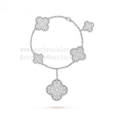 Bracciale Van Cleef Arpels Magic Alhambra 5 motivi in oro bianco con diamanti