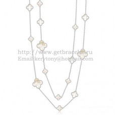 Collana Van Cleef Arpels Magic Alhambra in oro bianco 16 motivi con madreperla bianca