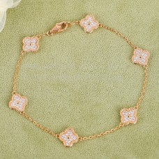 Bracciale Van Cleef Arpels Sweet Alhambra 6 motivi in oro rosa con pavé di diamanti