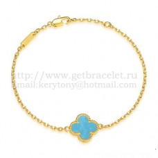 Bracciale Van Cleef Arpels Sweet Alhambra in oro giallo con madreperla turchese Bracciale Van Cleef Arpels Sweet Alhambra in oro giallo con madreperla turchese