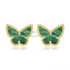 Orecchini Van Cleef Arpels Sweet Alhambra Farfalla Oro giallo con madreperla malachite