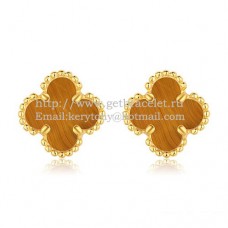 Orecchini Van Cleef Arpels Sweet Alhambra in oro giallo con occhio di tigre in madreperla Orecchini Van Cleef Arpels Sweet Alhambra in oro giallo con occhio di tigre in madreperla
