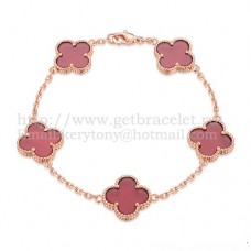 Bracciale Van Cleef Arpels Alhambra 5 motivi in oro rosa con madreperla corniola Bracciale Van Cleef Arpels Alhambra 5 motivi in oro rosa con madreperla corniola