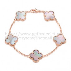 Bracciale Van Cleef Arpels Alhambra 5 motivi in oro rosa con madreperla grigia