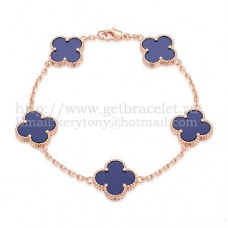 Bracciale Van Cleef Arpels Alhambra 5 motivi oro rosa con lapislazzuli madreperla