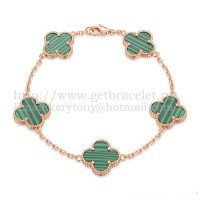 Bracciale Van Cleef Arpels Alhambra 5 motivi in oro rosa con madreperla malachite Bracciale Van Cleef Arpels Alhambra 5 motivi in oro rosa con madreperla malachite