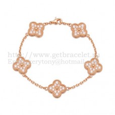 Bracciale Van Cleef Arpels Alhambra 5 motivi in oro rosa con diamanti rotondi Bracciale Van Cleef Arpels Alhambra 5 motivi in oro rosa con diamanti rotondi