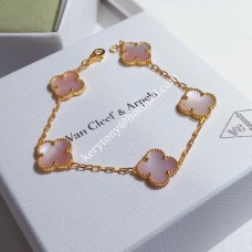 Bracciale Van Cleef Arpels Alhambra 5 motivi in oro rosa con madreperla rosa Primavera Bracciale Van Cleef Arpels Alhambra 5 motivi in oro rosa con madreperla rosa Primavera
