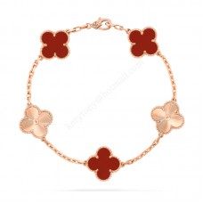 Bracciale Van Cleef Arpels Alhambra 5 motivi in oro rosa con corniola Bracciale Van Cleef Arpels Alhambra 5 motivi in oro rosa con corniola