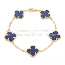 Bracciale Van Cleef Arpels Alhambra 5 motivi in oro giallo con lapislazzuli e madreperla Bracciale Van Cleef Arpels Alhambra 5 motivi in oro giallo con lapislazzuli e madreperla