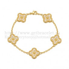 Bracciale Van Cleef Arpels Alhambra 5 motivi in oro giallo con diamanti rotondi Bracciale Van Cleef Arpels Alhambra 5 motivi in oro giallo con diamanti rotondi
