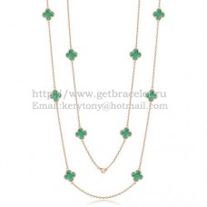 Collana Van Cleef Arpels Alhambra in oro rosa 10 motivi con madreperla malachite
