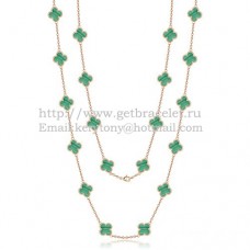 Collana Van Cleef Arpels Alhambra in oro rosa 20 motivi con madreperla malachite Collana Van Cleef Arpels Alhambra in oro rosa 20 motivi con madreperla malachite