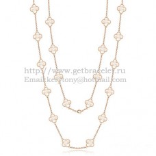 Collana Van Cleef Arpels Alhambra in oro rosa 20 motivi con madreperla bianca Collana Van Cleef Arpels Alhambra in oro rosa 20 motivi con madreperla bianca