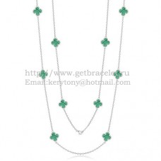 Collana Van Cleef Arpels Alhambra in oro bianco 10 motivi con madreperla malachite Collana Van Cleef Arpels Alhambra in oro bianco 10 motivi con madreperla malachite