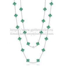 Collana Van Cleef Arpels Alhambra in oro bianco 20 motivi con madreperla malachite