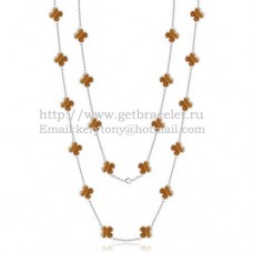 Collana Van Cleef Arpels Alhambra in oro bianco 20 motivi con occhio di tigre in madreperla Collana Van Cleef Arpels Alhambra in oro bianco 20 motivi con occhio di tigre in madreperla