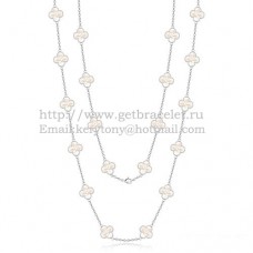 Collana Van Cleef Arpels Alhambra in oro bianco 20 motivi con madreperla bianca