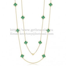 Collana Van Cleef Arpels Alhambra in oro giallo 10 motivi con madreperla malachite