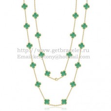 Collana Van Cleef Arpels Alhambra in oro giallo 20 motivi con madreperla malachite