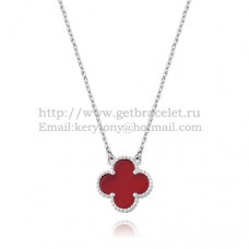 Ciondolo Alhambra di Van Cleef Arpels in oro bianco con madreperla corniola da 15 mm Ciondolo Alhambra di Van Cleef Arpels in oro bianco con madreperla corniola da 15 mm