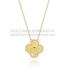 Ciondolo Alhambra di Van Cleef Arpels in oro giallo con diamanti rotondi Ciondolo Alhambra di Van Cleef Arpels in oro giallo con diamanti rotondi